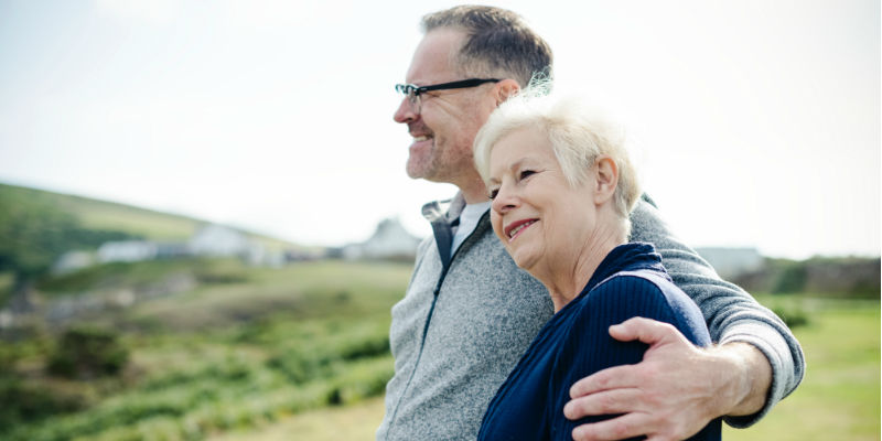 Two people looking happy