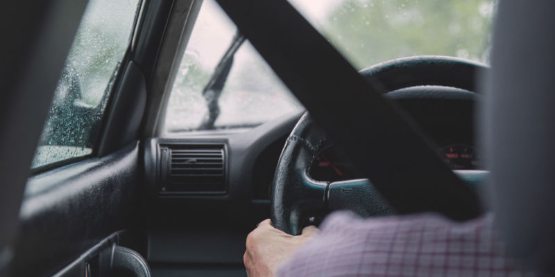 Person driving car