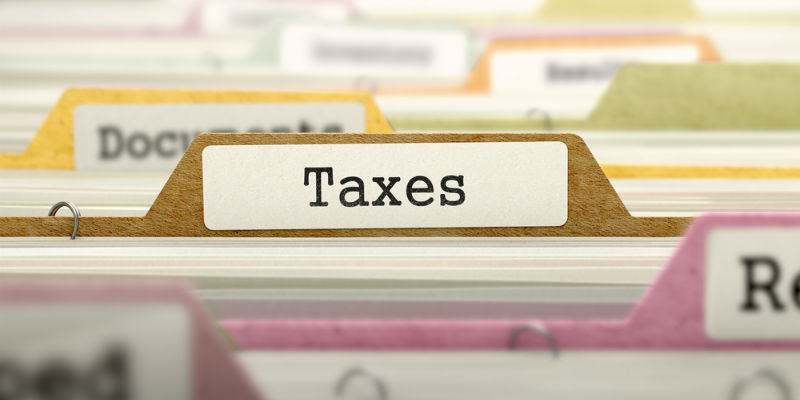 Taxes folder in filing cabinet 