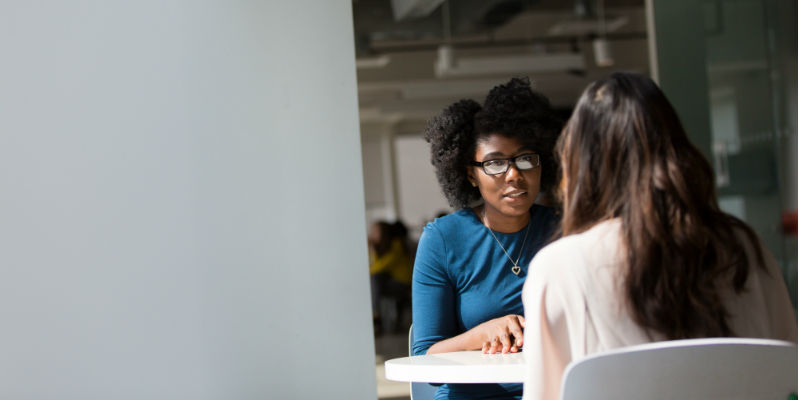 A candidate being interviewed